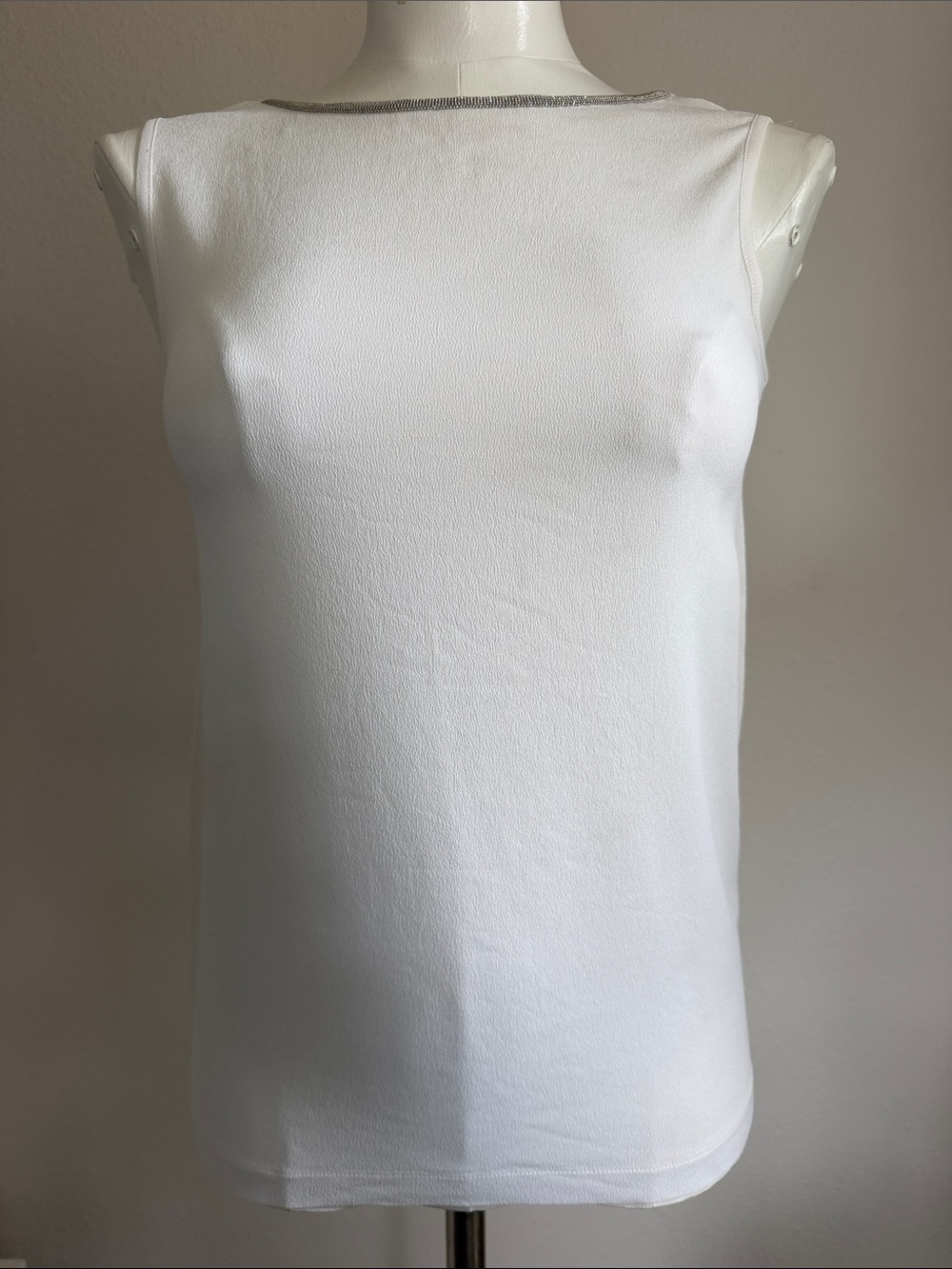 Fabiana Filippi Sleeveless White Blouse- embellished Boatneck